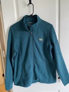 womans LL bean green regular large full zip sweater jacket Mint Condition